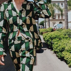 Zara Geometric Green and Cream Women's set